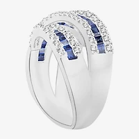 Womens Lab Created Emerald, Sapphire or Ruby 14K Gold Over Silver Sterling Cocktail Ring