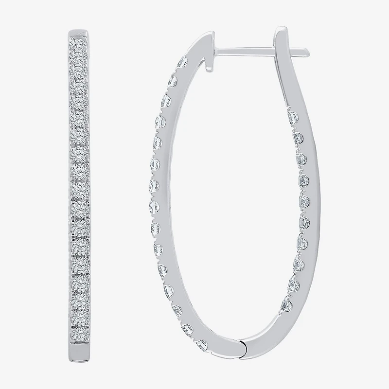 (H-I / I1) 2 CT. T.W. Lab Grown White Diamond 10K or 14K Yellow Gold 35mm Hoop Earrings