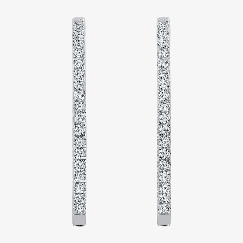 (H-I / I1) 2 CT. T.W. Lab Grown White Diamond 10K or 14K Yellow Gold 35mm Hoop Earrings