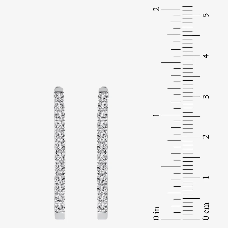 (H-I / I1) 1 CT. T.W. Lab Grown Diamond 10K or 14K White Yellow Gold 25mm Hoop Earrings