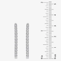(H-I / I1) 1 CT. T.W. Lab Grown Diamond 10K or 14K White Yellow Gold 25mm Hoop Earrings