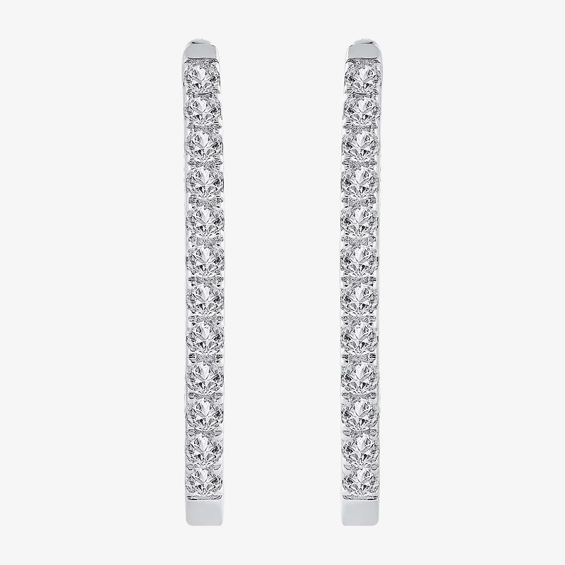(H-I / I1) 1 CT. T.W. Lab Grown Diamond 10K or 14K White Yellow Gold 25mm Hoop Earrings