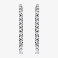 (H-I / I1) 1 CT. T.W. Lab Grown Diamond 10K or 14K White Yellow Gold 25mm Hoop Earrings