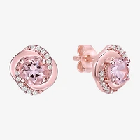 Genuine Pink Morganite 10K Gold 9mm Stud Earrings
