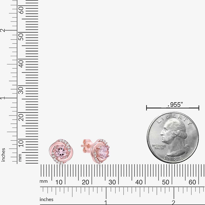 Genuine Pink Morganite 10K Gold 9mm Stud Earrings