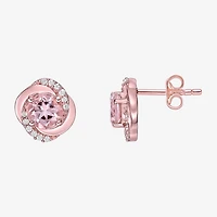 Genuine Pink Morganite 10K Gold 9mm Stud Earrings