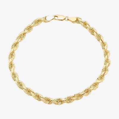 Mens 10K Gold 8 1/2 Inch Hollow Rope Chain Bracelet