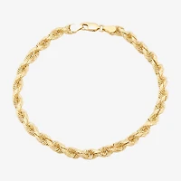 Mens 10K Gold 8 1/2 Inch Hollow Rope Chain Bracelet