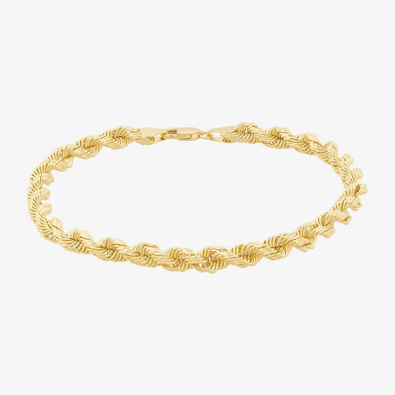 Mens 10K Gold 8 1/2 Inch Hollow Rope Chain Bracelet
