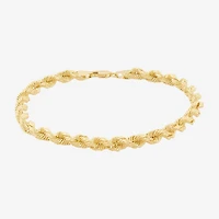 Mens 10K Gold 8 1/2 Inch Hollow Rope Chain Bracelet