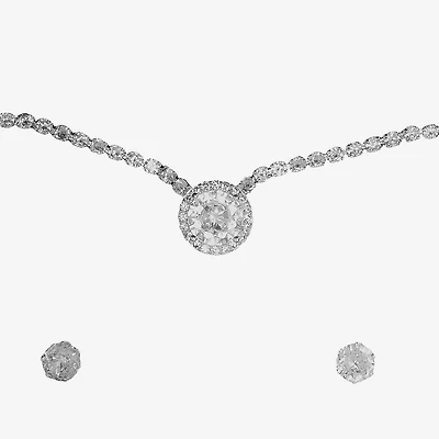 Sparkle Allure Light Up Box Womens Cubic Zirconia Pure Silver Over Brass Round 3-pc. Jewelry Set