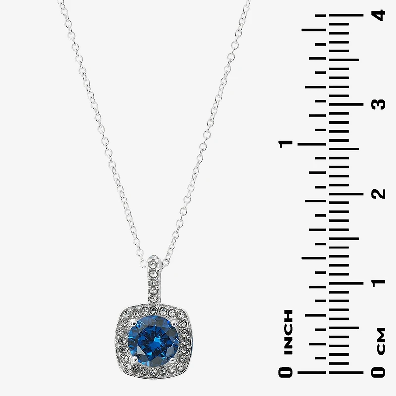 Sparkle Allure Light Up Box Womens Blue Cubic Zirconia Pure Silver Over Brass Cushion 3-pc. Jewelry Set