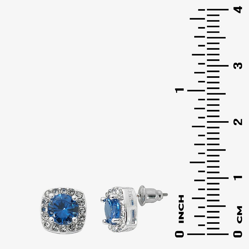 Sparkle Allure Light Up Box Womens Blue Cubic Zirconia Pure Silver Over Brass Cushion 3-pc. Jewelry Set