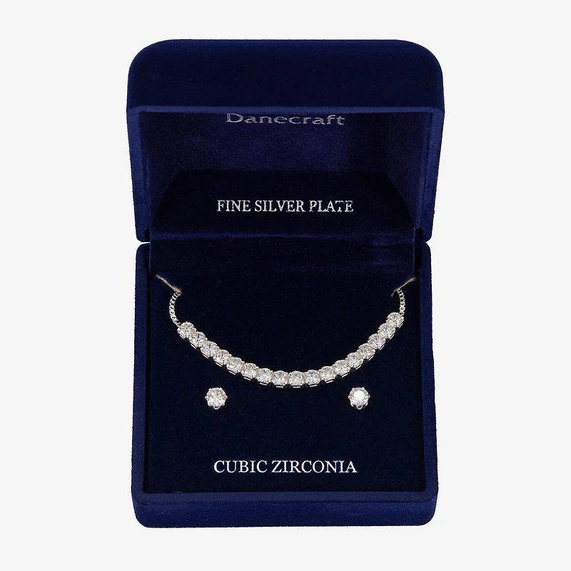 Sparkle Allure Light Up Box Womens Pink Cubic Zirconia Pure Silver Over Brass Round 3-pc. Jewelry Set