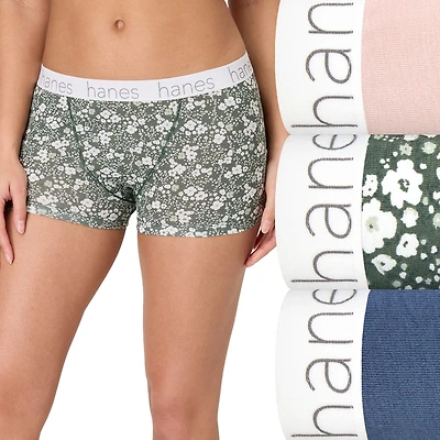 Hanes Originals Ultimate Cotton Stretch Women’s Boyshort Underwear Pack, 3-Pack 45UOBB