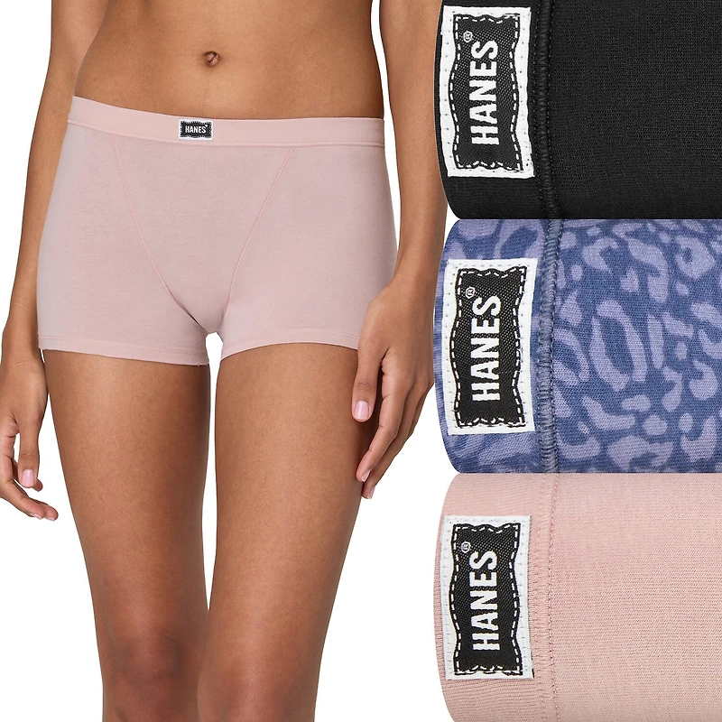 Hanes Womens Average + Full Figure 3 Pack Boxer Briefs 49vohb