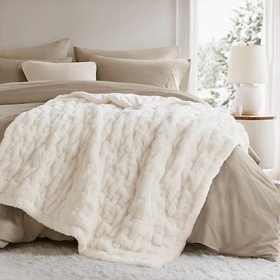Madison Park Ruched Fur Throw