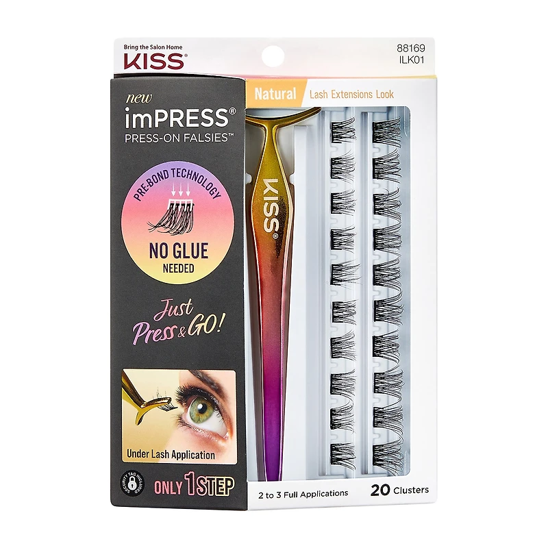 Kiss Lashes Impress Press-On Falsies Eyelash Clusters Natural