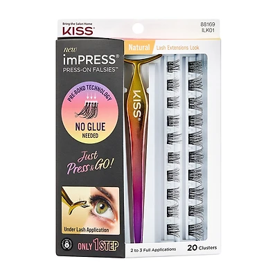 Kiss Lashes Impress Press-On Falsies Eyelash Clusters Natural