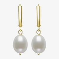 Womens White Cultured Freshwater Pearl 14K Gold Over Silver Drop Earrings