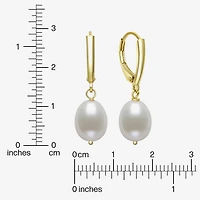 Womens White Cultured Freshwater Pearl 14K Gold Over Silver Drop Earrings