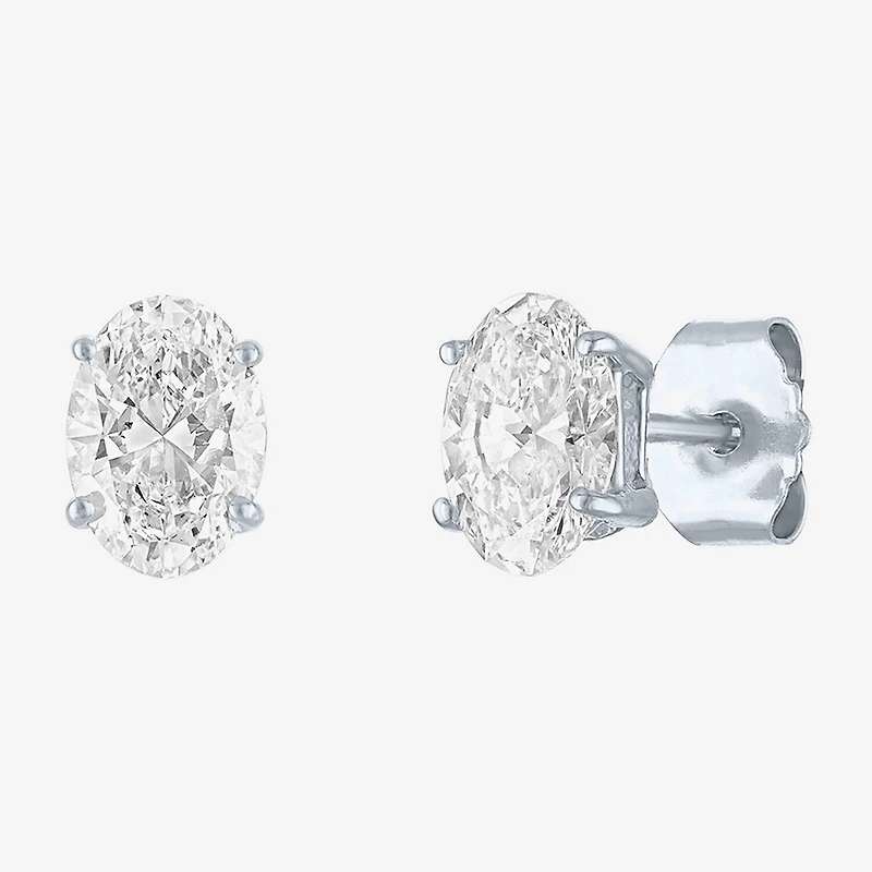 ( E-F/Si1-Si2 ) 1 CT. T.W. Lab-Grown Diamond 10K Gold 6.5mm Oval Stud Earrings