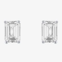 ( E-F/Si1-Si2 ) 1 CT. T.W. Lab-Grown Diamond 10K Gold 5.9mm Emerald Stud Earrings