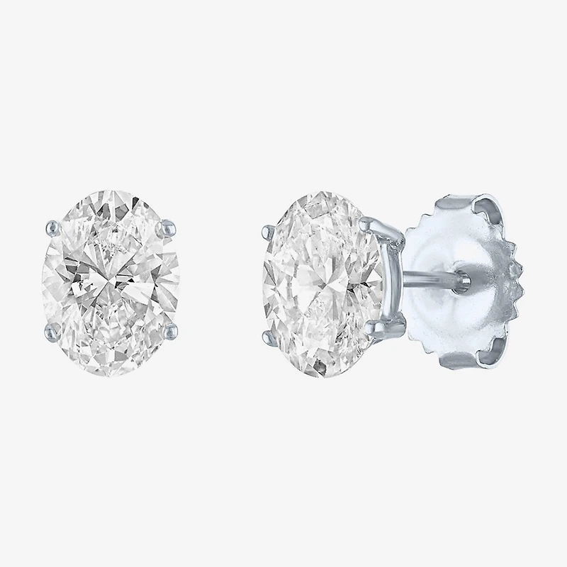 ( E-F/Si1-Si2 ) 2 CT. T.W. Lab-Grown Diamond 14K Gold 8mm Oval Stud Earrings