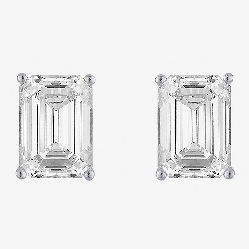 ( E-F/Si1-Si2 ) 4 CT. T.W. Lab-Grown Diamond 14K Gold 9mm Emerald Stud Earrings