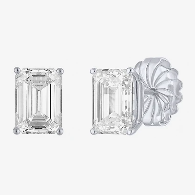 ( E-F/Si1-Si2 ) 4 CT. T.W. Lab-Grown Diamond 14K Gold 9mm Emerald Stud Earrings