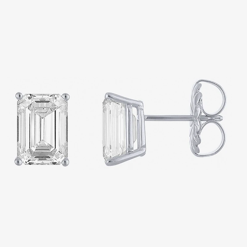 ( E-F/Si1-Si2 ) 4 CT. T.W. Lab-Grown Diamond 14K Gold 9mm Emerald Stud Earrings