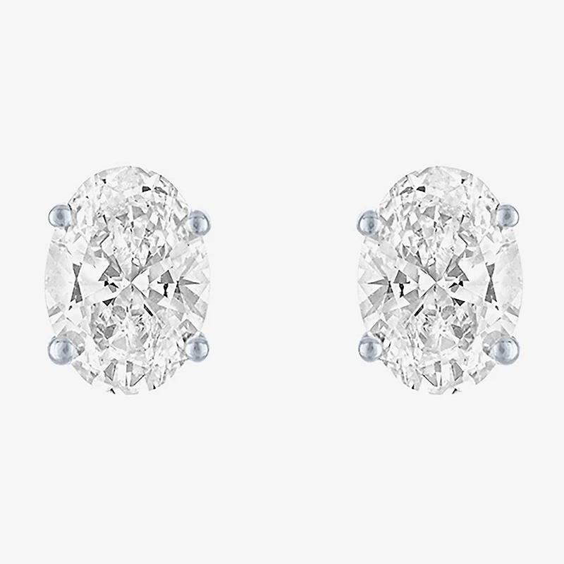( E-F /SI1-SI2 ) 1/2 CT. T.W. Lab-Grown Diamond 10K Gold 5.1mm Oval Stud Earrings