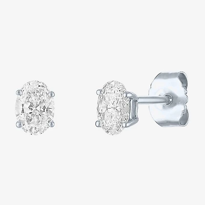 ( E-F /SI1-SI2 ) 1/2 CT. T.W. Lab-Grown Diamond 10K Gold 5.1mm Oval Stud Earrings