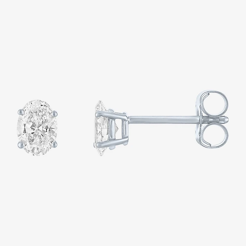 ( E-F /SI1-SI2 ) 1/2 CT. T.W. Lab-Grown Diamond 10K Gold 5.1mm Oval Stud Earrings