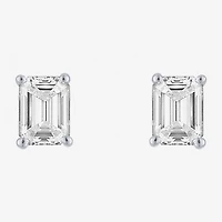 ( E-F/Si1-Si2 ) 1/2 CT. T.W. Lab-Grown Diamond 10K Gold 4.4mm Emerald Stud Earrings