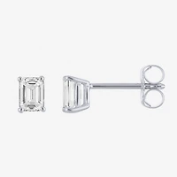 ( E-F/Si1-Si2 ) 1/2 CT. T.W. Lab-Grown Diamond 10K Gold 4.4mm Emerald Stud Earrings