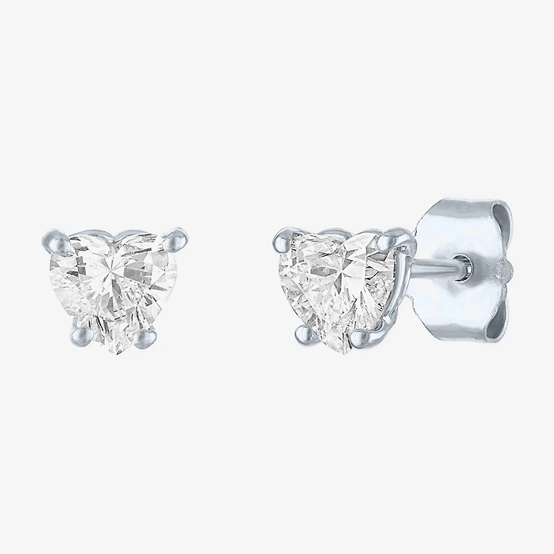 ( E-F/Si1-Si2 ) 1/2 CT. T.W. Lab-Grown Diamond 10K Gold 5.1mm Heart Stud Earrings