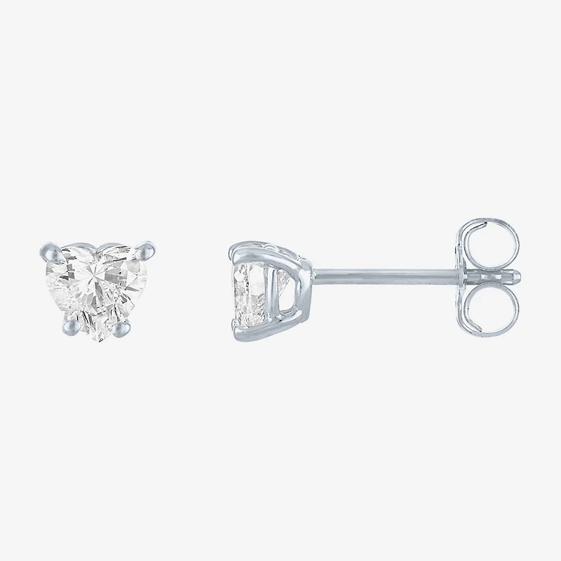 ( E-F/Si1-Si2 ) 1/2 CT. T.W. Lab-Grown Diamond 10K Gold 5.1mm Heart Stud Earrings