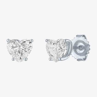 ( E-F/Si1-Si2 ) 2 CT. T.W. Lab-Grown Diamond 14K Gold 7.3mm Heart Stud Earrings