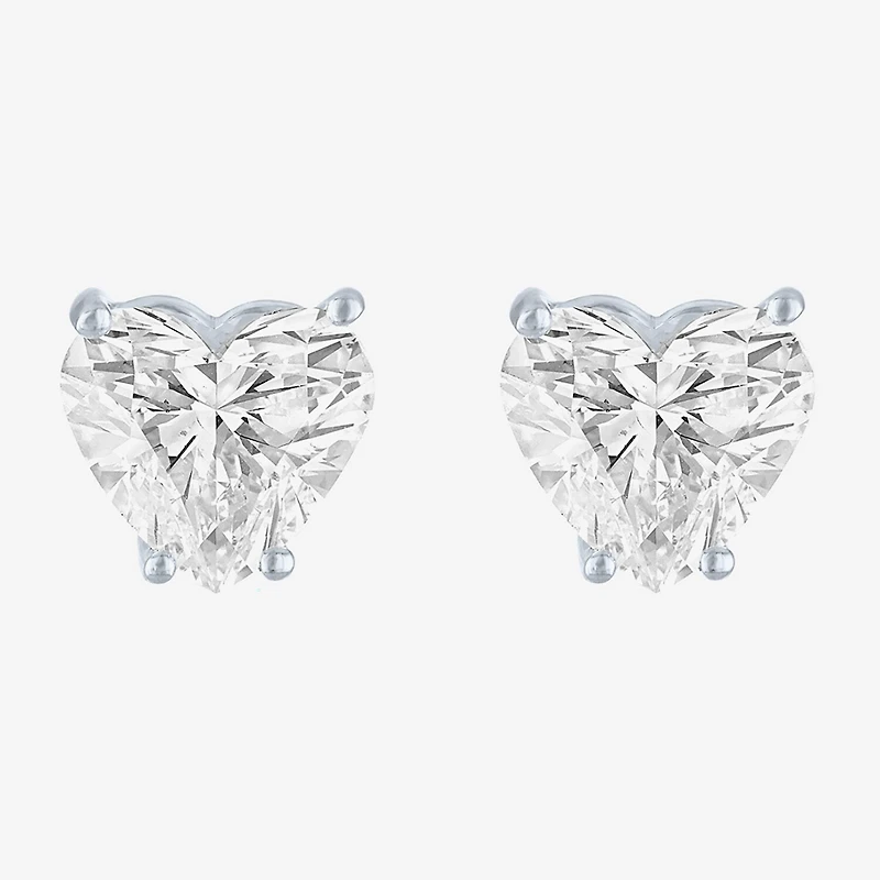 ( E-F/Si1-Si2 ) 4 CT. T.W. Lab-Grown Diamond 14K Gold 8.5mm Heart Stud Earrings