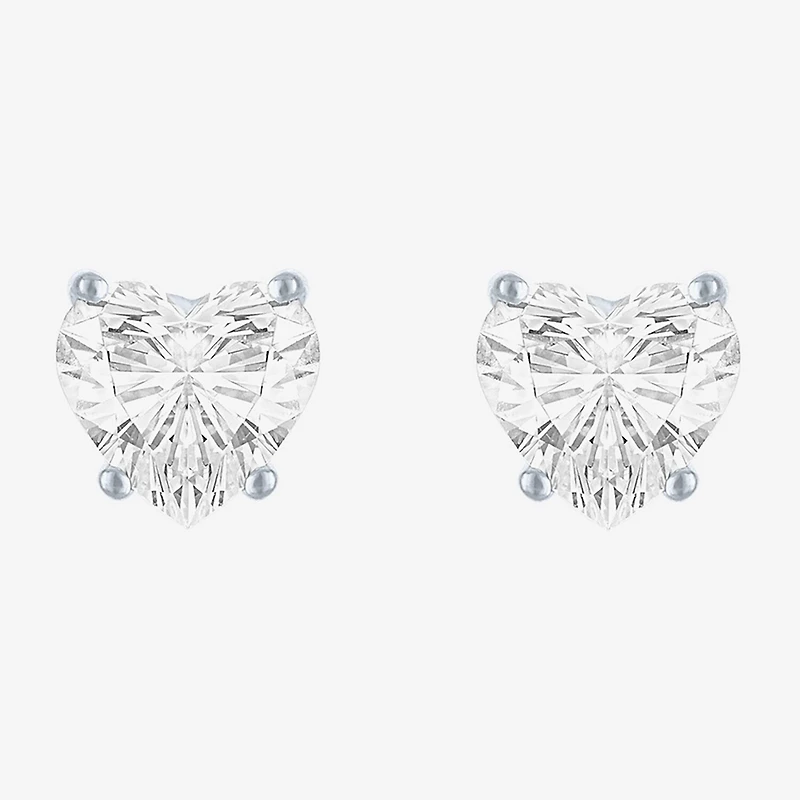 ( E-F/Si1-Si2 ) 1 CT. T.W. Lab-Grown Diamond 10K Gold 6mm Heart Stud Earrings