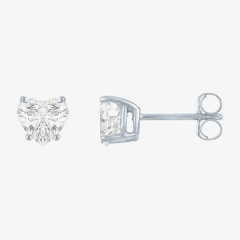 ( E-F/Si1-Si2 ) 1 CT. T.W. Lab-Grown Diamond 10K Gold 6mm Heart Stud Earrings