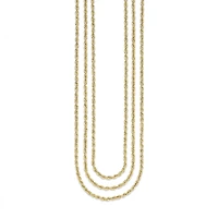 10K Gold 18 - 24 Inch Hollow Rope Chain Necklace