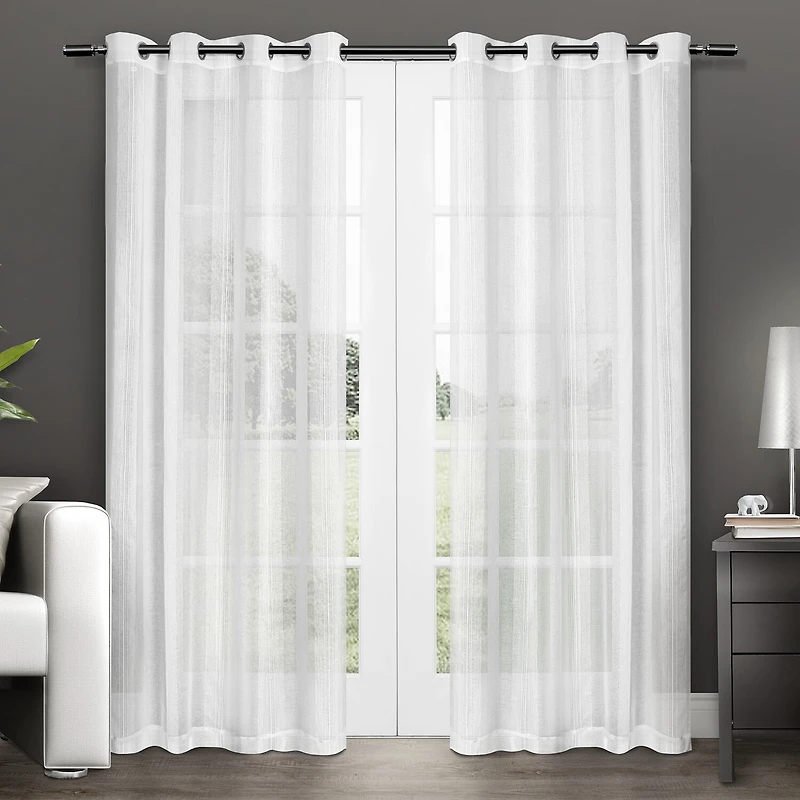 Exclusive Home Curtains Penny Grommet Top Sheer Set of 2 Curtain Panel
