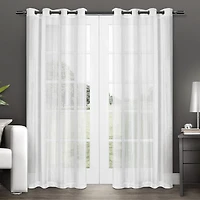 Exclusive Home Curtains Penny Grommet Top Sheer Set of 2 Curtain Panel