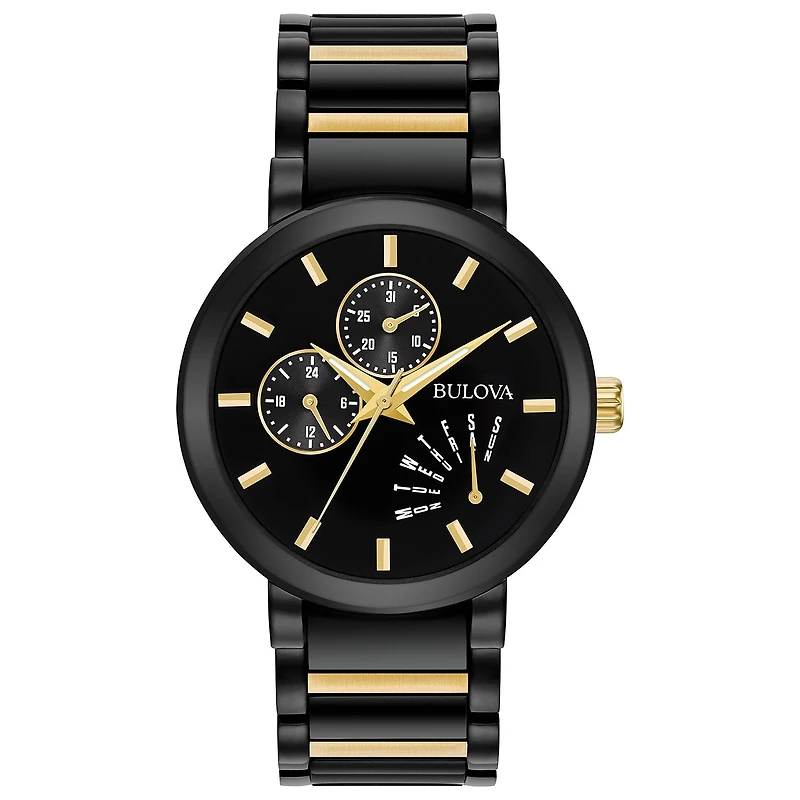 Bulova Futuro Mens Black Stainless Steel Bracelet Watch 98c124