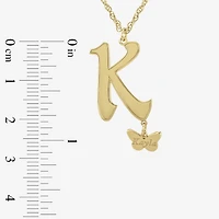 Personalized Butterfly Initial 14K Gold Over Silver Pendant Necklace