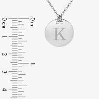 Personalized Sterling Silver 16mm Round Initial Pendant Necklace