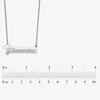 Personalized Womens Sterling Silver Cross Bar Name Pendant Necklace