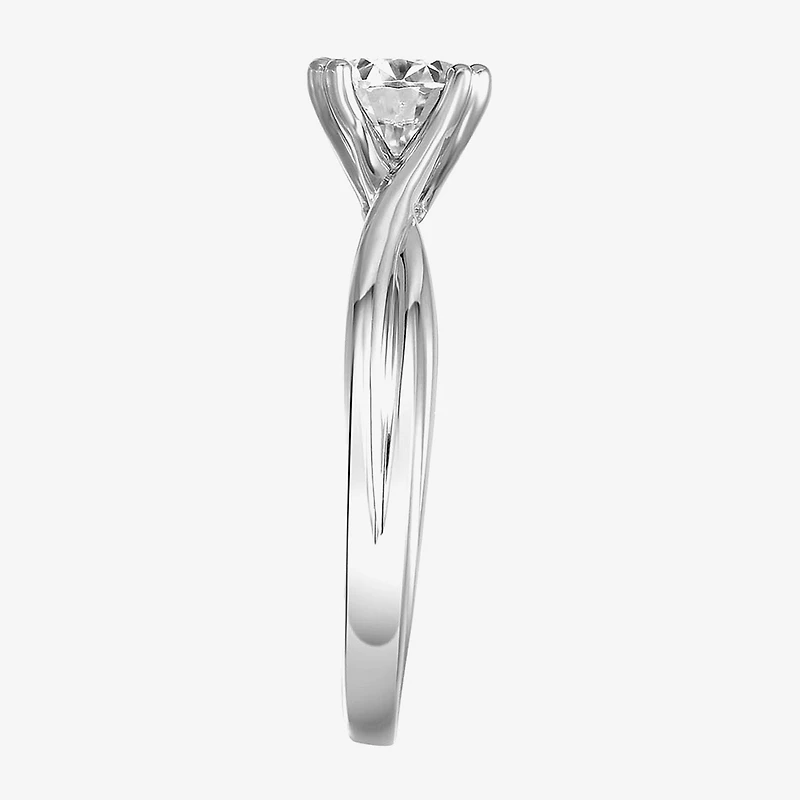 Womens 1 CT. T.W. Lab Created White Moissanite Sterling Silver Round Solitaire Engagement Ring